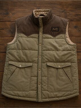 Howler Brothers Olive Green & Brown Quilted Men's Vest